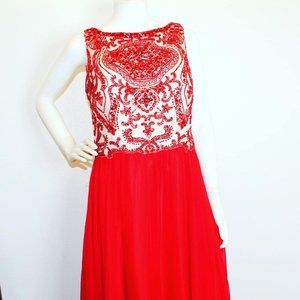 ANGELA AND ALISON #41512 Red Sequin Formal Dress (Size 16)